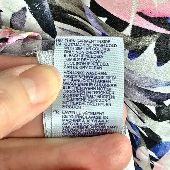 NYDJ Blouse Womens Medium Boho Hawaiian Tropical Floral Top Ruffle Cold Shoulder - Picture 13 of 13